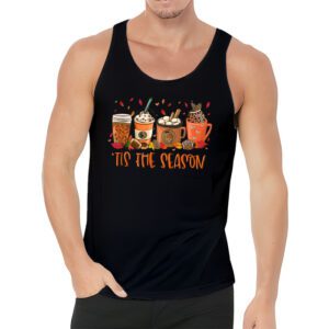 Tis The Season Pumpkin Leaf Latte Fall Thanksgiving Football Tank Top 3 1