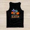 Tis The Season Pumpkin Leaf Latte Fall Thanksgiving Football Tank Top