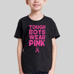 Tough Boys Wear Pink Cool Pink Breast Cancer Awareness Kids T Shirt 1 2