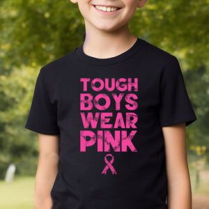 Tough Boys Wear Pink Cool Pink Breast Cancer Awareness Kids T Shirt 2 2