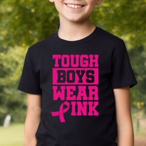 Tough Boys Wear Pink Cool Pink Breast Cancer Awareness Kids T Shirt 2 3