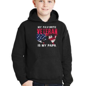 Veterans Day Military My Favorite Veteran Is My Papa Kids Hoodie 2