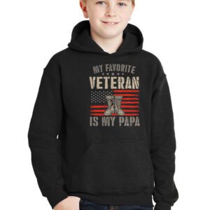 Veterans Day Military My Favorite Veteran Is My Papa Kids Hoodie 2 4