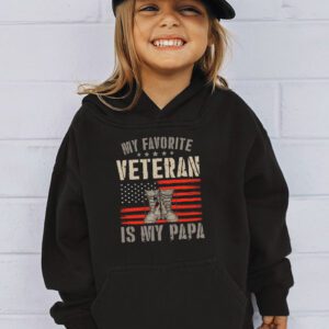 Veterans Day Military My Favorite Veteran Is My Papa Kids Hoodie 3 4