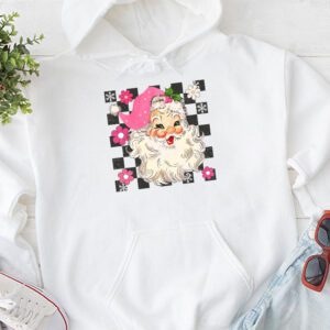 Vintage Retro Pink Santa Claus Pink Christmas Design Hoodie 1 3