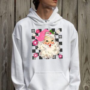 Vintage Retro Pink Santa Claus Pink Christmas Design Hoodie 2 3