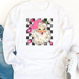 Vintage Retro Pink Santa Claus Pink Christmas Design Longsleeve Tee 1 3