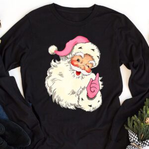 Vintage Retro Pink Santa Claus Pink Christmas Design Longsleeve Tee 1 4