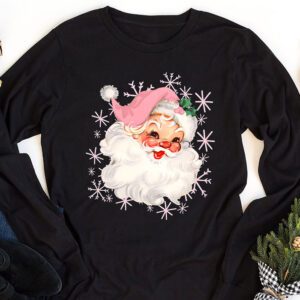 Vintage Retro Pink Santa Claus Pink Christmas Design Longsleeve Tee 1 5