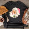 Vintage Retro Pink Santa Claus Pink Christmas Design Longsleeve Tee