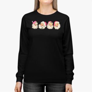 Vintage Retro Pink Santa Claus Pink Christmas Design Longsleeve Tee 2 1
