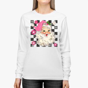 Vintage Retro Pink Santa Claus Pink Christmas Design Longsleeve Tee 2 3