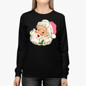 Vintage Retro Pink Santa Claus Pink Christmas Design Longsleeve Tee 2