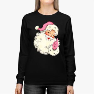 Vintage Retro Pink Santa Claus Pink Christmas Design Longsleeve Tee 2 4