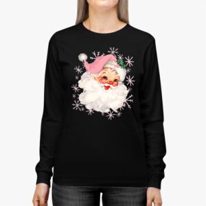 Vintage Retro Pink Santa Claus Pink Christmas Design Longsleeve Tee 2 5