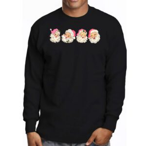 Vintage Retro Pink Santa Claus Pink Christmas Design Longsleeve Tee 3 1