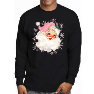 Vintage Retro Pink Santa Claus Pink Christmas Design Longsleeve Tee 3 5