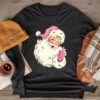 Vintage Retro Pink Santa Claus Pink Christmas Design Longsleeve Tee
