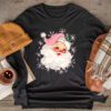 Vintage Retro Pink Santa Claus Pink Christmas Design Longsleeve Tee