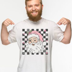 Vintage Retro Pink Santa Claus Pink Christmas Design T Shirt 2 2