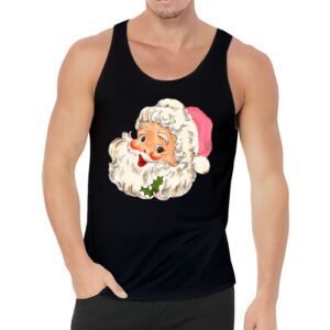 Vintage Retro Pink Santa Claus Pink Christmas Design Tank Top 3