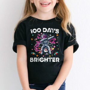 100 Days Brighter 100th Day of School Astronaut Space T Shirt 2 4