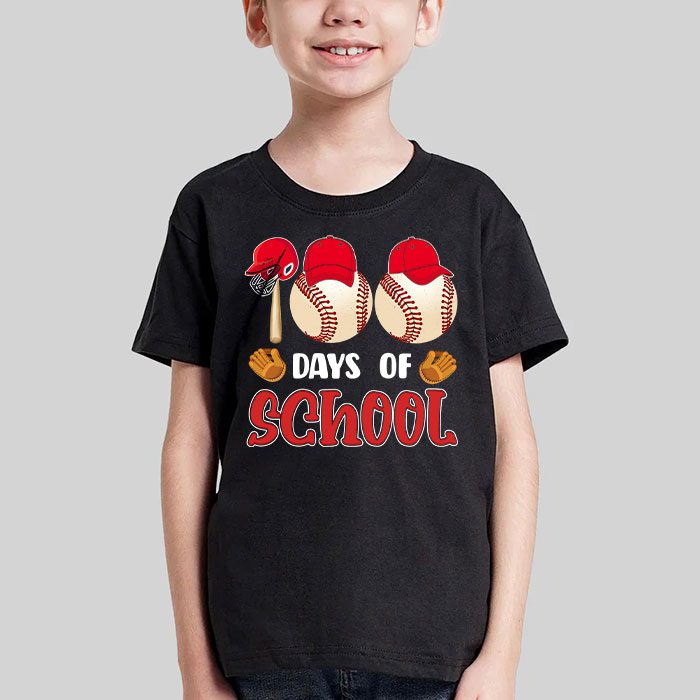 100 Days Of School Baseball 100th Day Kids Boys T Shirt 1 1