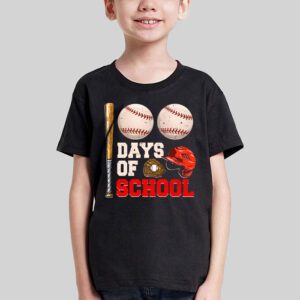 100 Days Of School Baseball 100th Day Kids Boys T Shirt 1