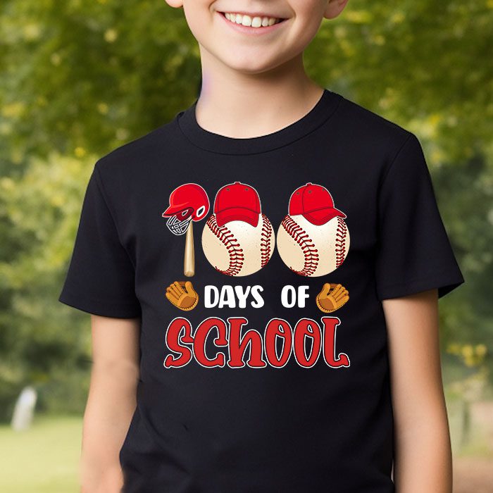 100 Days Of School Baseball 100th Day Kids Boys T Shirt 2 1