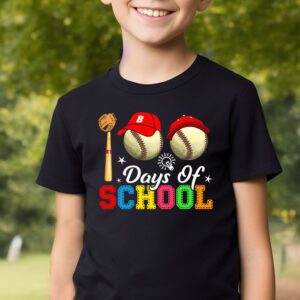 100 Days Of School Baseball 100th Day Kids Boys T Shirt 2 3