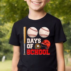 100 Days Of School Baseball 100th Day Kids Boys T Shirt 2