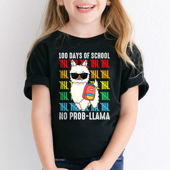 100 Days Of School No Prob llama Llama Teacher And Student T Shirt 1 1