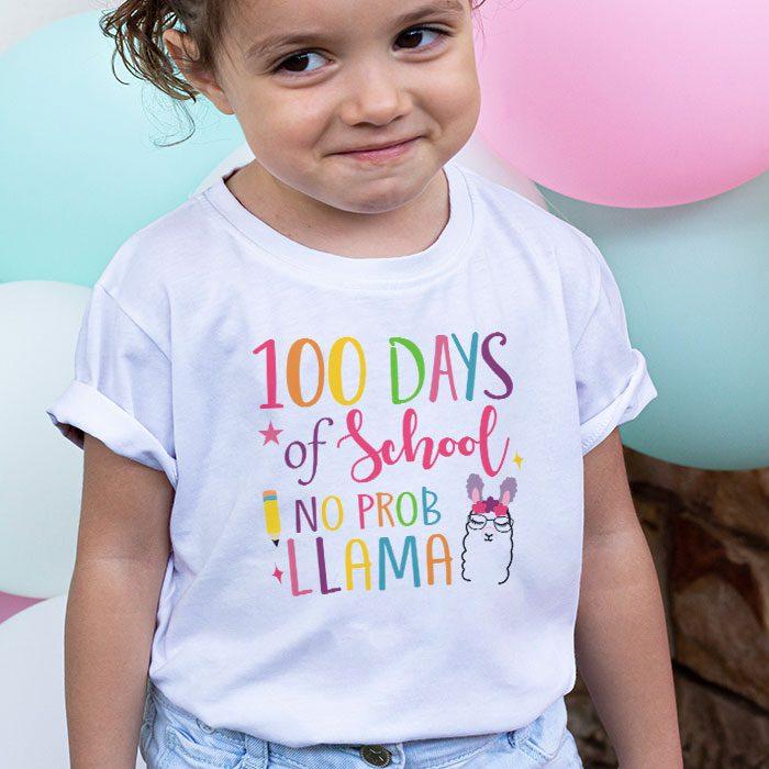 100 Days Of School No Prob llama Llama Teacher And Student T Shirt 1 3