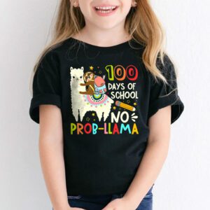 100 Days Of School No Prob llama Llama Teacher And Student T Shirt 1