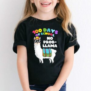 100 Days Of School No Prob llama Llama Teacher And Student T Shirt 1 4