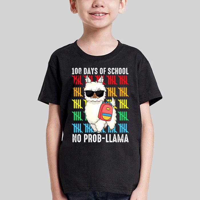 100 Days Of School No Prob llama Llama Teacher And Student T Shirt 2 1