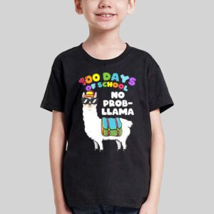 100 Days Of School No Prob llama Llama Teacher And Student T Shirt 2 4