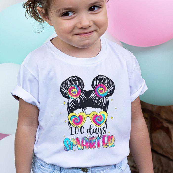 100-Days-Smarter-Girls-Messy-Bun-Hair-100th-Day-Of-School-T-Shirt-1 100 Days Smarter Girls Messy Bun Hair 100th Day Of School T Shirt 1 3
