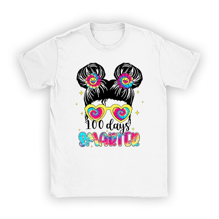 100-Days-Smarter-Girls-Messy-Bun-Hair-100th-Day-Of-School-T-Shirt 100 Days Smarter Girls Messy Bun Hair 100th Day Of School T-Shirt