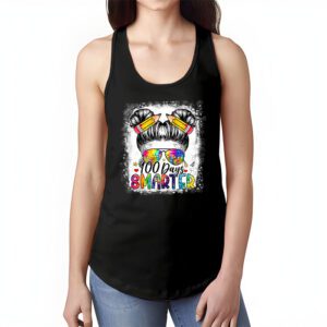 100 Days Smarter Girls Messy Bun Hair 100th Day Of School Tank Top 1 2