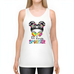 100 Days Smarter Girls Messy Bun Hair 100th Day Of School Tank Top 2 1