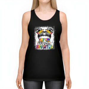 100 Days Smarter Girls Messy Bun Hair 100th Day Of School Tank Top 2 2