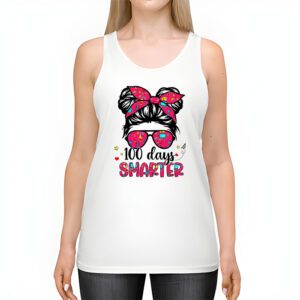 100 Days Smarter Girls Messy Bun Hair 100th Day Of School Tank Top 2 4