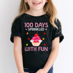 100 Days Sprinkled With Fun Cupcake 100th Day Of School Girl T Shirt 1