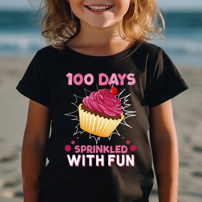 100 Days Sprinkled With Fun Cupcake 100th Day Of School Girl T Shirt 2 1
