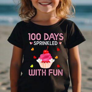 100 Days Sprinkled With Fun Cupcake 100th Day Of School Girl T Shirt 2