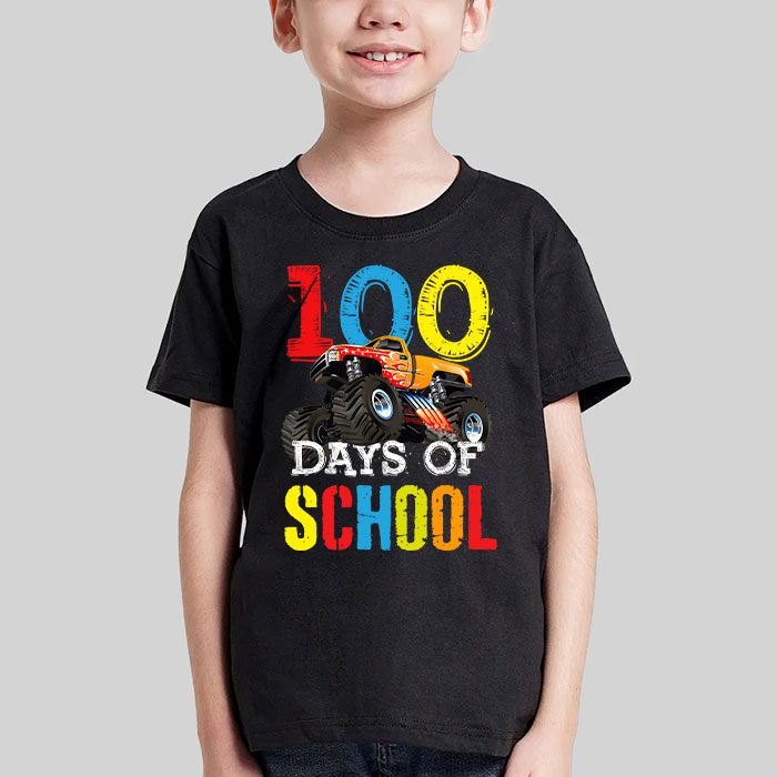 100 Days of School Monster Truck 100th Day of School Boys T Shirt 1