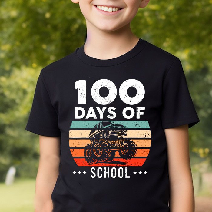 100 Days of School Monster Truck 100th Day of School Boys T Shirt 2 4