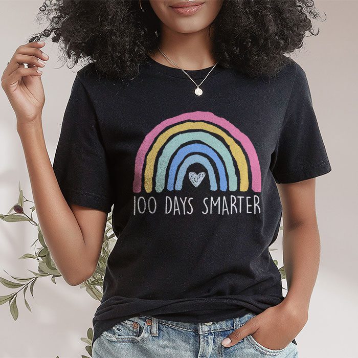 100th Day of School Teacher 100 days smarter rainbow T Shirt 1 8