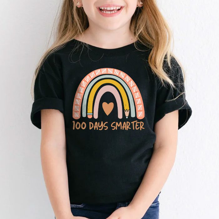 100th Day of School Teacher 100 days smarter rainbow T Shirt 2 9
